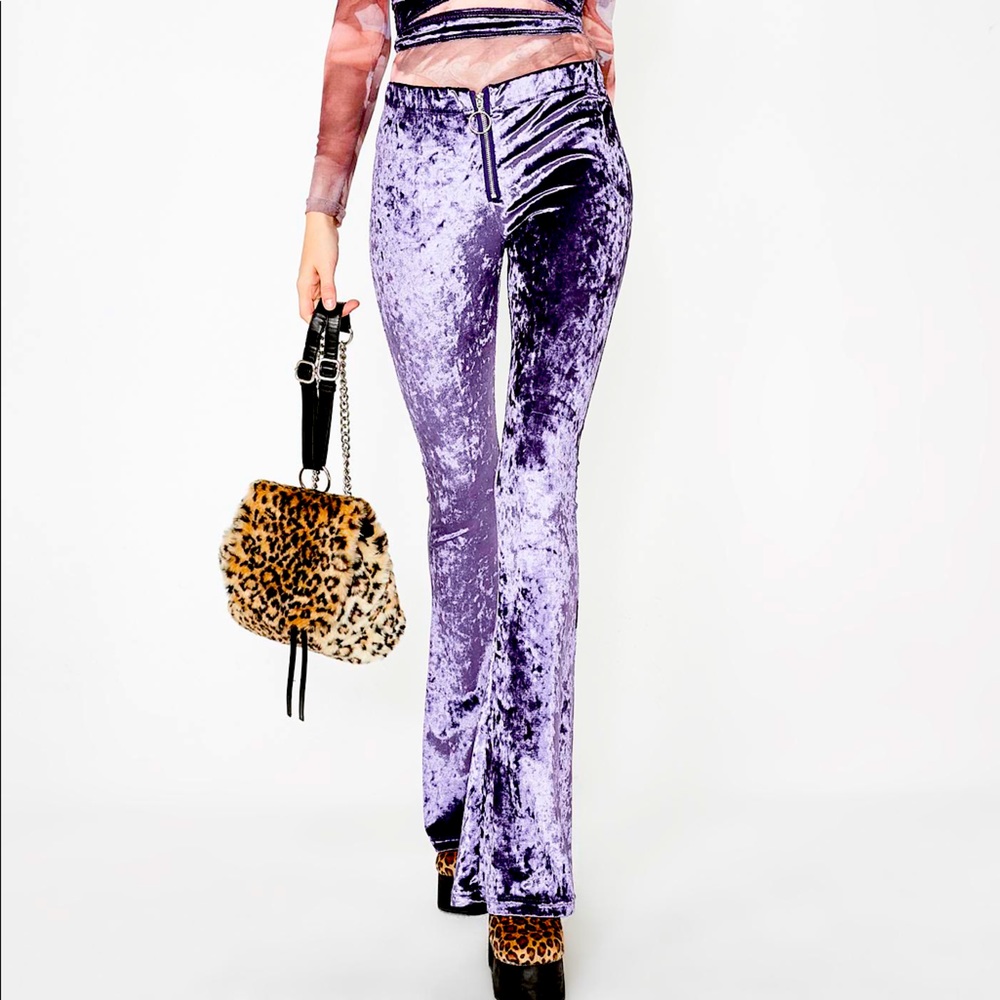 Current Mood Purple Velvet Bellbottoms